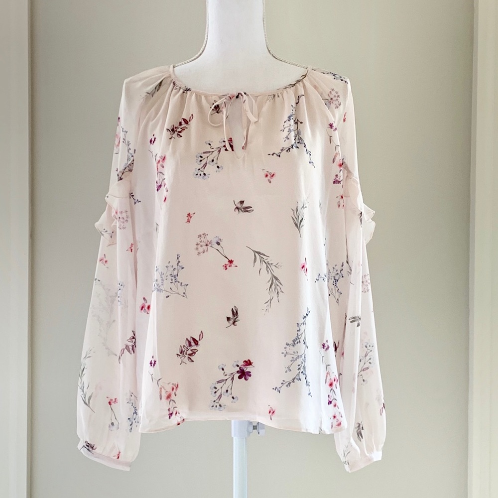 Light Pink Floral Peasant Top